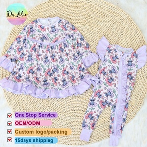 Pyjamas personnalisés en <span class=keywords><strong>fibre</strong></span> de bambou pour bébés, boîtes mystères joyeuses, combinaisons à volants pour enfants - Product Image 1