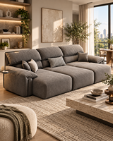 Lumio Optional Chesterfield Sofa, wandfrei platzierbar, verstellbar, Stoff-Samt, dreisitzig, minimalistisches Schaumstoff-Möbelset