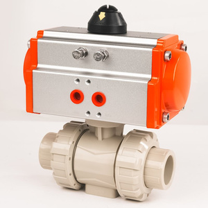 Vanne à boisseau sphérique pneumatique à double union PPH, vanne à boisseau sphérique en plastique résistante à la corrosion pour les conduites <span class=keywords><strong>de</strong></span> produits chimiques et <span class=keywords><strong>d</strong></span>'eaux usées - Product Image 1