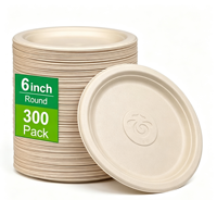 Assiettes jetables 100 % compostables 6x6 pouces, robustes, écologiques, biodégradables en fibres de coque de riz, compatibles micro-ondes, pour événements