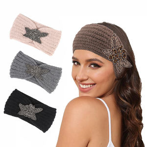 إكسسوارات شعر عمامة للسيدات كروشيه للنساء ربطة شعر ماسية واسعة ربطة رأس للشتاء دافئة مرنة من الصوف ربطة رأس محبوكة - Product Image 1
