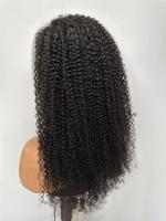 Perruque en dentelle 5x5, perruque afro bouclée, cheveux humains, bouclés crépus, vierges, Remy, pour dentelle HD transparente, densité 180%, noir naturel