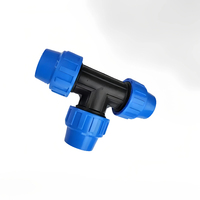 Raccord en T à compression PP 25 mm 32 mm pour tuyau PE HDPE PN16 PN10, connecteur d'alimentation en eau pour l'irrigation