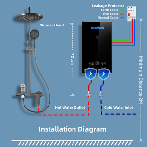 Chauffe-eau électrique instantané à haute efficacité 220V 8000W à température réglable pour appartements modernes - Product Image 6
