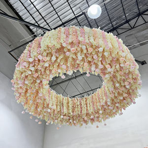 GNW 하이 퀄리티 인공 등나무 매달려 꽃 사각 샹들리에 캐노피 실크 천 꽃 벽 웨딩 배경 장식 - Product Image 6