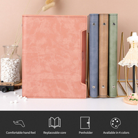 Carnet agenda de bureau A4 A5 B5 coffret cadeau vert affaires Promotion cadeaux classeur avec fente pour carte anneau pour stylo couverture en cuir PU