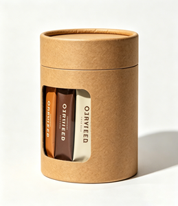 Kraft Paper Tube Packaging with <b>Window</b> for Coffee Beverage Recyclable Custom Design Gold <b>Foil</b> Hot Stamping - Product Image 6