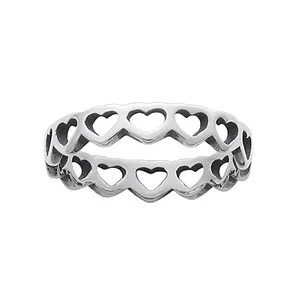 אלגנטי פשוט כסף טבעת 925 סטרלינג זעיר לבבות להקת טבעת