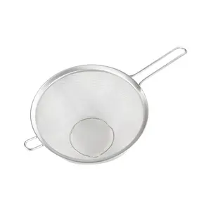 Metal Colander Stainless Steel Strainer With Long Handle For Filtering Oil Water Extra Fine Sieve Strainer Set