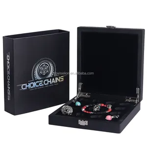 Custom Logo Gift Black Sieraden Verpakking Ketting Bangle Armband Box Met Lock Sluiting