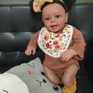 Poupée Reborn réaliste mignonne et tendance, jouet à faire soi-même, fille afro-américaine, poupée noire - Product Image 1