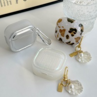 Étui de protection pour écouteurs AirPods 4 3 2 1 en TPU avec motif coquille style Ins et breloque perle, compatible AirPods Pro 3