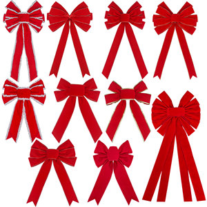 Pita Beludru Merah Besar Berumbai untuk Hiasan Puncak Pohon Natal, Pinggiran Emas, Bahan Dacron, 28CM*50CM, Dapat Digunakan Kembali, Grosir Pabrik, untuk Digantung - Product Image 2