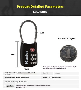 <span class=keywords><strong>Tsa</strong></span> nhỏ tùy chỉnh Combi khóa kéo Rod mã Hành lý ổ khóa cho du lịch Ba lô tổng thể kết hợp khóa - Product Image 4