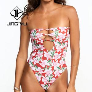OEM Beachwear Luxury Micro Bikini Swimwear Women Custom Recycled Nylon Printed One-Piece Swimwear - Product Image 2