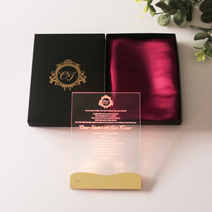 La carte d'invitation de <span class=keywords><strong>mariage</strong></span> électronique spéciale en acrylique transparent LED invite différentes lumières offertes - Product Image 6