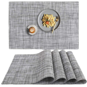 Napperons de table à manger de style européen Napperons de <span class=keywords><strong>cuisine</strong></span> en <span class=keywords><strong>vinyle</strong></span> tissé antidérapant résistant à la chaleur Polyester imperméable lavable - Product Image 1