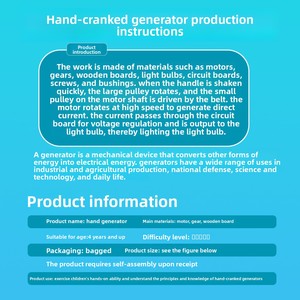 Generador Manual para Niños, Kit <span class=keywords><strong>de</strong></span> Experimentos Científicos DIY para Estudiantes <span class=keywords><strong>de</strong></span> Primaria, Modelo <span class=keywords><strong>de</strong></span> Ensamblaje <span class=keywords><strong>de</strong></span> Madera - Product Image 6