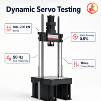 Machine d'essai de fatigue électro-hydraulique 100-250 KN, testeur universel dynamique et statique 50 Hz à deux colonnes pour métaux