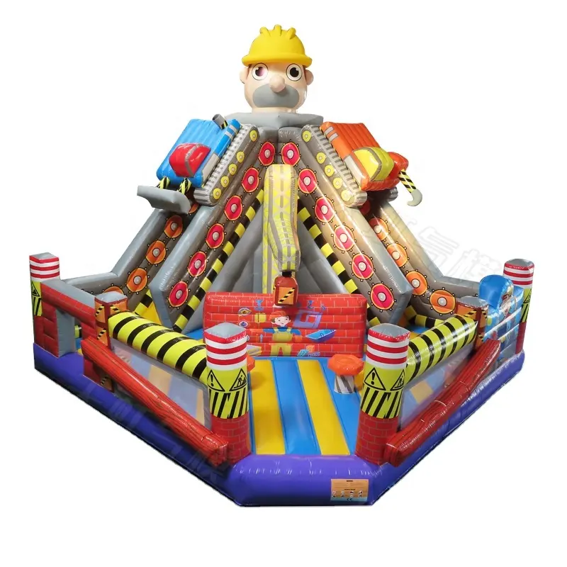 7*7*5.5mH giant inflatable slide with 3d cartoon giant inflatable bouncer slide combo playground