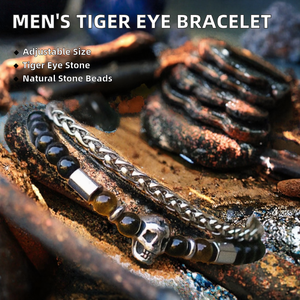 Pulsera de Cuentas de Piedra Ojo de Tigre de Acero Inoxidable para Hombre, Nueva, Ajustable, Estilo Europeo y Americano, Joyería de Moda - Product Image 2