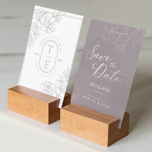 Porte-cartes de visite en bois, support de numéros de table, porte-noms, support de panneau de mariage, présentoirs de rangement, base en bois de hêtre - Product Image 2