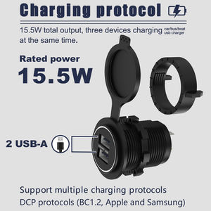 Chargeur de voiture marin pour <span class=keywords><strong>camping</strong></span>-<span class=keywords><strong>car</strong></span> avec prise USB étanche 12V/24V 5V 3.1A avec couvercle - Product Image 3