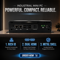 PC Industrial sin Ventilador, Mini Computadora con Windows 11 Pro, Pentium 4405, 8GB de RAM, 512GB SSD, 2 Puertos HD, 8 Puertos USB, 6 Puertos COM RS232/RS485