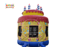 Château gonflable commercial à thème gâteau d'anniversaire en PVC pour la location de fêtes d'anniversaire pour enfants