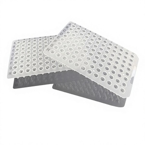 Placa de PCR de 96 pocillos transparente sin falda, blanca, semifalda, para qPCR, detección cuantitativa por fluorescencia - Product Image 2