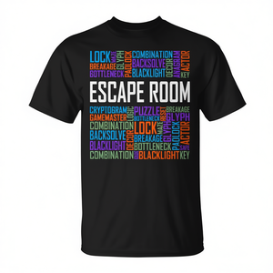 T-shirt <span class=keywords><strong>Escape</strong></span> Room Words pour les amateurs de puzzles, en coton noir, taille <span class=keywords><strong>adulte</strong></span> unisexe - Product Image 2