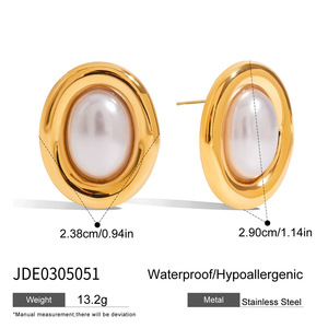 Pendientes de Acero Inoxidable con Baño de Oro de 18K y Perla Sintética, Resistentes al Agua, para Mujer, Marca QX, Joyería de Regalo - Product Image 5