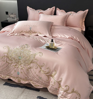 Parure de Lit de Luxe Prête à l'Expédition en Satin de Coton Jacquard Brodé