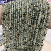 Perles en vrac de pierre précieuse naturelle préhnite facettée de 2 mm, 3 mm, 4 mm pour la fabrication de bijoux - Vente en gros