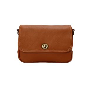 Vegetable Tanned Cowhide Shoulder Bag Horizontal Square 7 Inch <b>Lock</b> Closure Everyday Use Women's Small Crossbody Bag Brown - Product Image 5