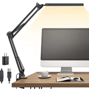 Lampu meja ayun lengan e27, dengan inspeksi dapat diputar, lampu meja logam, belajar kreativitas, lampu meja dapat disesuaikan