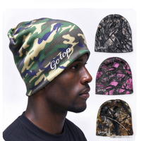 Bonnet en tricot camouflage imprimé numériquement en fil de polyester, bonnet à logo personnalisé par sublimation, bonnet chaud d'hiver streetwear