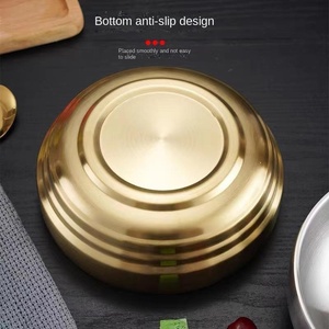 <span class=keywords><strong>Bol</strong></span> à ramen doré double couche en acier inoxydable de style coréen <span class=keywords><strong>bol</strong></span> à salade épaissi en poudre d'escargot pour soupe de riz aux nouilles froides - Product Image 3