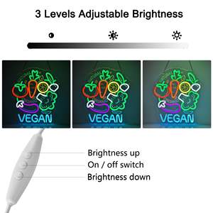 Letrero Luminoso <span class=keywords><strong>Vegano</strong></span>, Luz LED Ultrabrillante con Alimentación USB. Ideal para decoración de paredes en restaurantes, tiendas, cafeterías, bares, fiestas y en el hogar. - Product Image 6