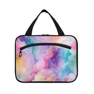 Bolsa de Cosméticos con Cierre de Cremallera y Estampado Tie Dye Arcoíris, Bolsa de Aseo Grande Personalizada para Mujer, Bolsa de Viaje con Gancho para Colgar - Product Image 2