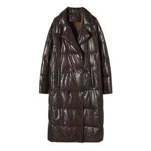 911 Nuovo Arrivo <span class=keywords><strong>Cappotto</strong></span> Invernale Elegante in Pelle di Pecora Cerata, Stile Lungo di Lusso con <span class=keywords><strong>Collo</strong></span> Rovesciato, Imbottito in Piuma per Donne - Product Image 5