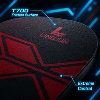 Pala de Pickleball Profesional T700 con Núcleo de Panal de Abeja de 16 mm de Grosor, Superficie de Fricción con Textura Micro Esmerilada, Fibra de Carbono Cruda con Recubrimiento UV