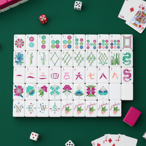 Set di Tessere Mahjong in Acrilico <span class=keywords><strong>a</strong></span> 4 Strati - Stile Americano di Lusso con Design <span class=keywords><strong>a</strong></span> <span class=keywords><strong>Tema</strong></span> Natalizio Rosa - Product Image 2