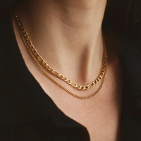 Collier à maillons fins polyvalent EMANCO en acier inoxydable PVD pour femme, couleur or/argent 14 carats, géométrique, pour le bureau/le travail, fiançailles
