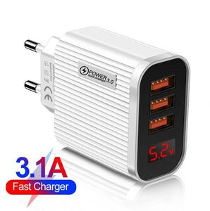 Three-port <b>USB</b> QC3.0 Fast Charger 15W Universal Intelligent Digital Display for Mobile Phone - Product Image 1