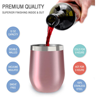 Vente en gros Tasse de voyage 12 oz Tasse isolée à paillettes colorées Gobelet à vin en acier inoxydable à double paroi avec couvercle en plastique