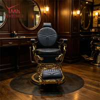 Fauteuil de salon inclinable haut de gamme, design élégant et raffiné, décor sculpté en or complexe pour salon de coiffure professionnel