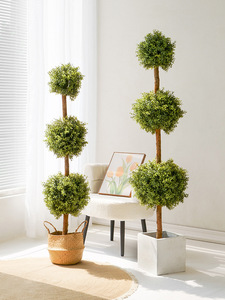 Planta Artificial <span class=keywords><strong>de</strong></span> Simulación, Flor Esférica <span class=keywords><strong>de</strong></span> Seda para Interiores, Adorno Creativo Grande para Sala <span class=keywords><strong>de</strong></span> Estar, Bonsái <span class=keywords><strong>de</strong></span> Milán, Árbol Artificial Decorativo - Product Image 4