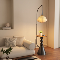 Lampe sur pied LED E27 de luxe moderne unique de style chinois, en fer avec abat-jour en tissu, design suspendu en arc, pour hôtel