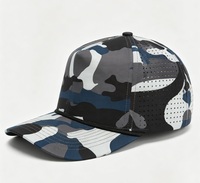 Casquette de camionneur personnalisée en camouflage perforé respirant, bleu gris, casquette de baseball à visière plate, chapeau de soleil pour l'extérieur